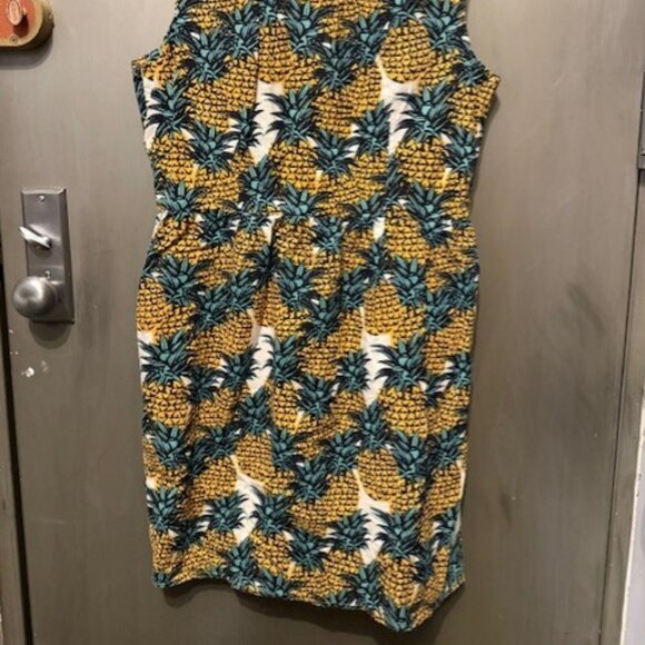 Retro Mid century Hawaiian Pineapple print Shift Mini Dress - Picture 6 of 16